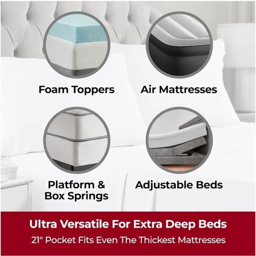 Mellanni Extra Deep Twin XL Sheet 3 Pc Iconic Collection Bedding‎ Hotel Luxury